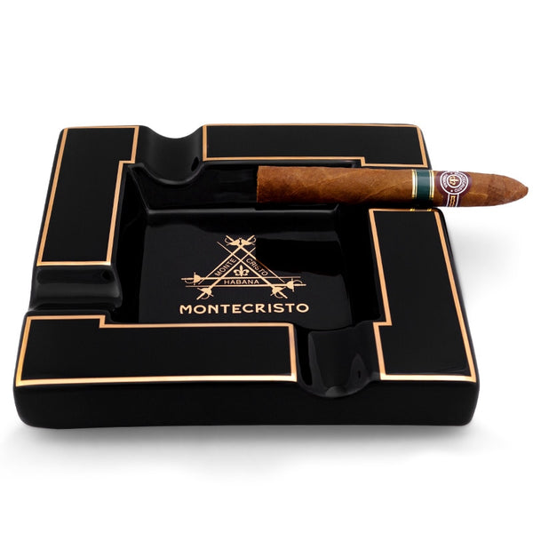 Montecristo Ceramic Cigar Ashtray new in the original box with cigar cutter